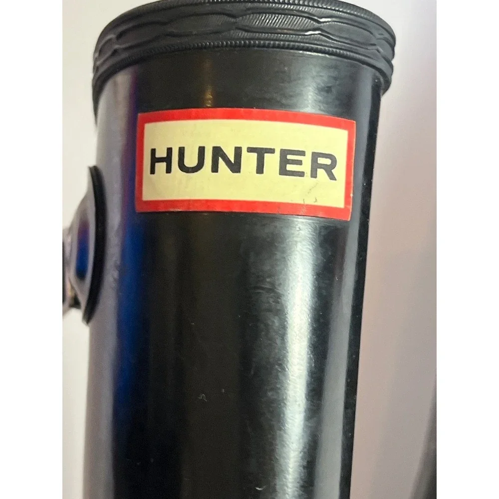 Hunter Black Gloss Rain Boots Kids US 2B Waterproof Wellies